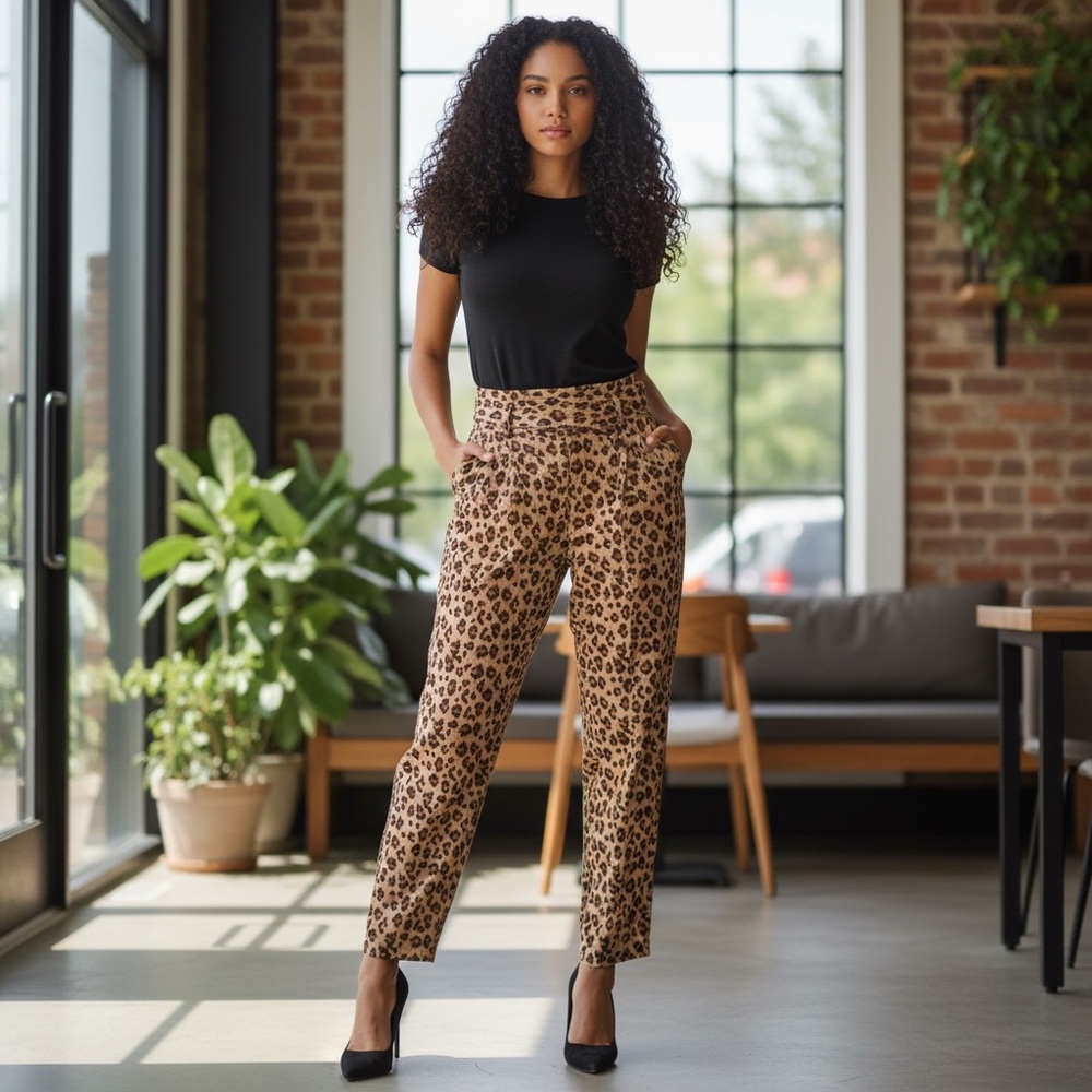 Liz‎ Claiborne Collection Leopard Print Silk Pants Size 8
